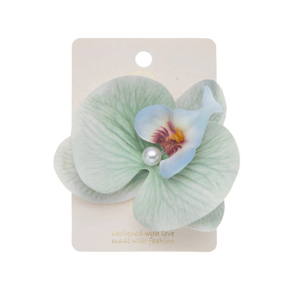 Artificial Orchid Flower Butterfly Hair Clips for Woman Girls Phalaenopsis Pearl Duck alternate view