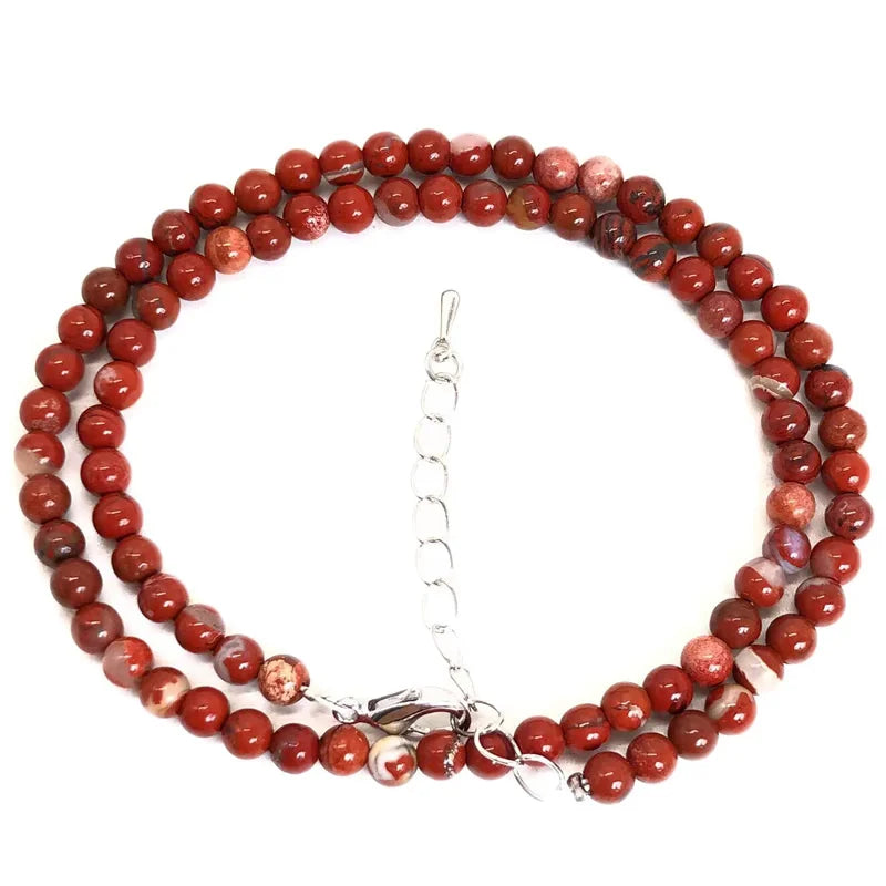 Natural Stone Bead Adjustable Necklace | Agate Opal Tigers Eye Quartz Crystal Jewelry lifestyle view