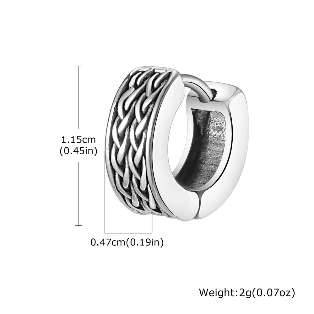 Punk Viking Hoop Earrings for Men Boys,Vintage Celtic Knot Stainless Steel Huggies Ea lifestyle view