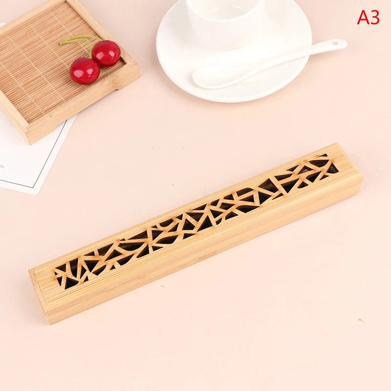Natural Bamboo Incense Burner Holder with Storage Box | Aromatherapy Incense Tool alternate view