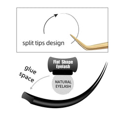 Flat Ellipse Eyelash Extensions | Matte Black Super Soft Natural Look close-up view