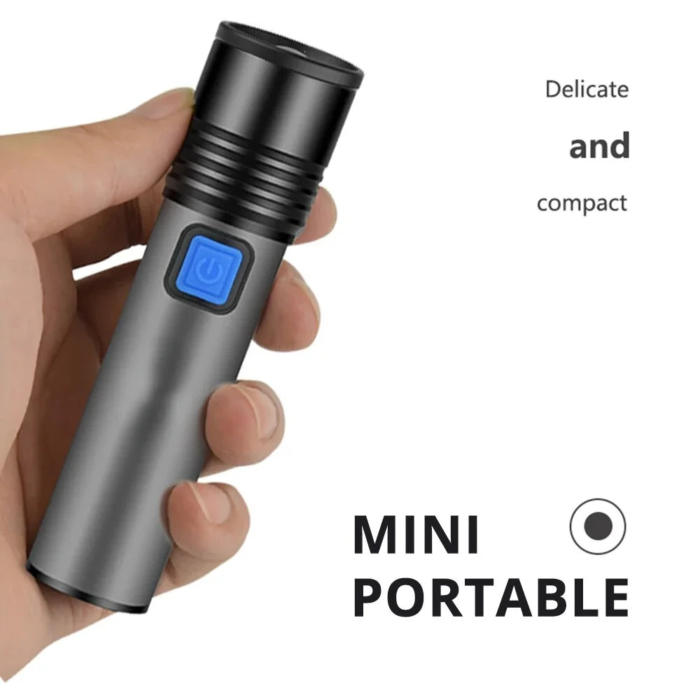 USB Rechargeable LED Flashlight | 1200mAh Waterproof Zoomable Camping Light additional angle
