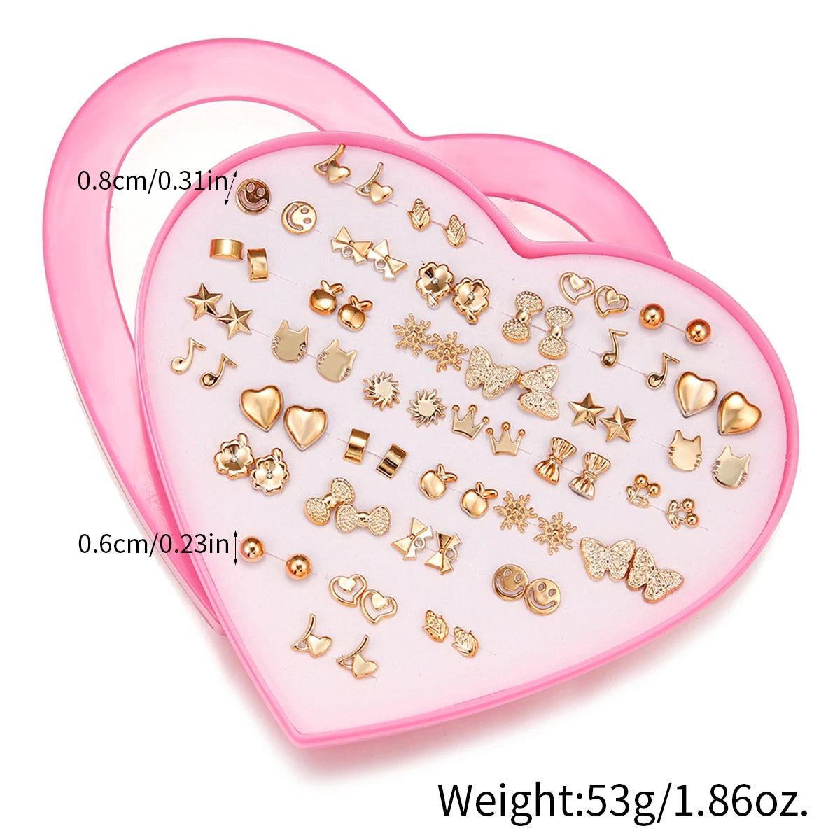 36 Pairs Cute Stud Earrings Assorted Snowflakes Cat Butterfly | Fashion Jewelry Gift S close-up view
