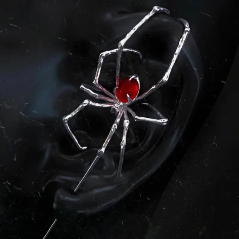 Gothic Dark Spider Crawl Fashion Dangle Stud Piercing Ear Bone Clip For Unisex Hallow alternate view