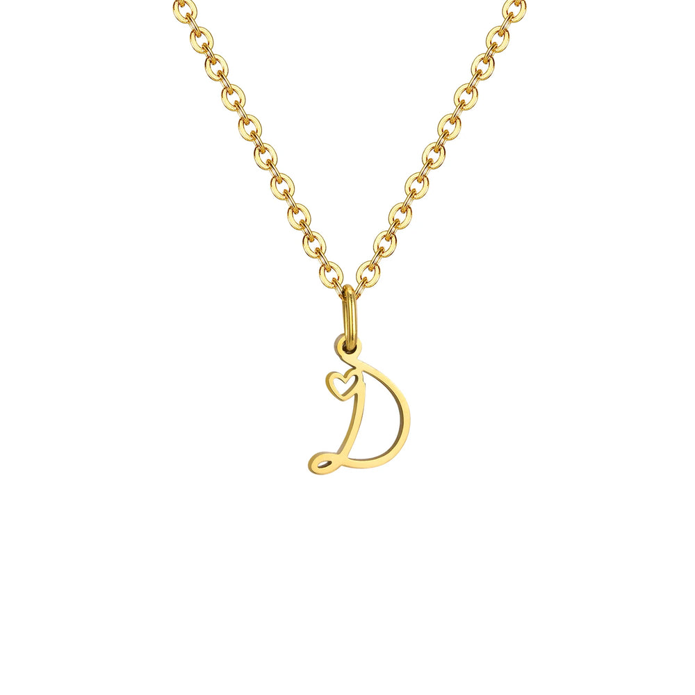 Dainty Heart Initial Necklace for Women, Gold Plated A-Z Letter Pendant, Waterproof additional angle