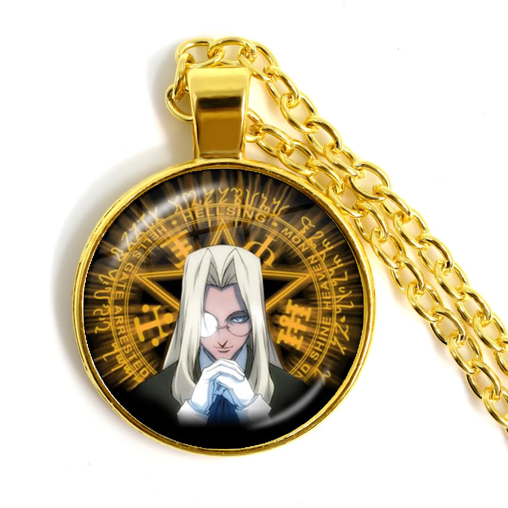 Hellsing Alucard Pentagram Pendant Necklace 25mm Glass Cabochon Pentagram Statement P lifestyle view