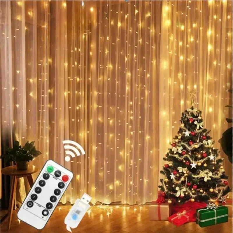 Curtain Garland for Windows USB-Powered Fairy Lights Festoon with Remote Control Garland LED Lights