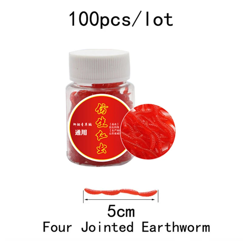100pcs/Bottle Realistic Tackle Soft Lure Bass Bream Bloodworm Fishing Lure Earthworm alternate view