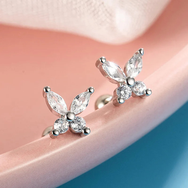 Heart Stud Earrings | Screw Back Cartilage Earrings for Women