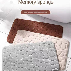 3D Non Slip Bathroom Mat Cobblestone Embossed Bath Mats Absorbent Doormat Carpet Door Fl detail view