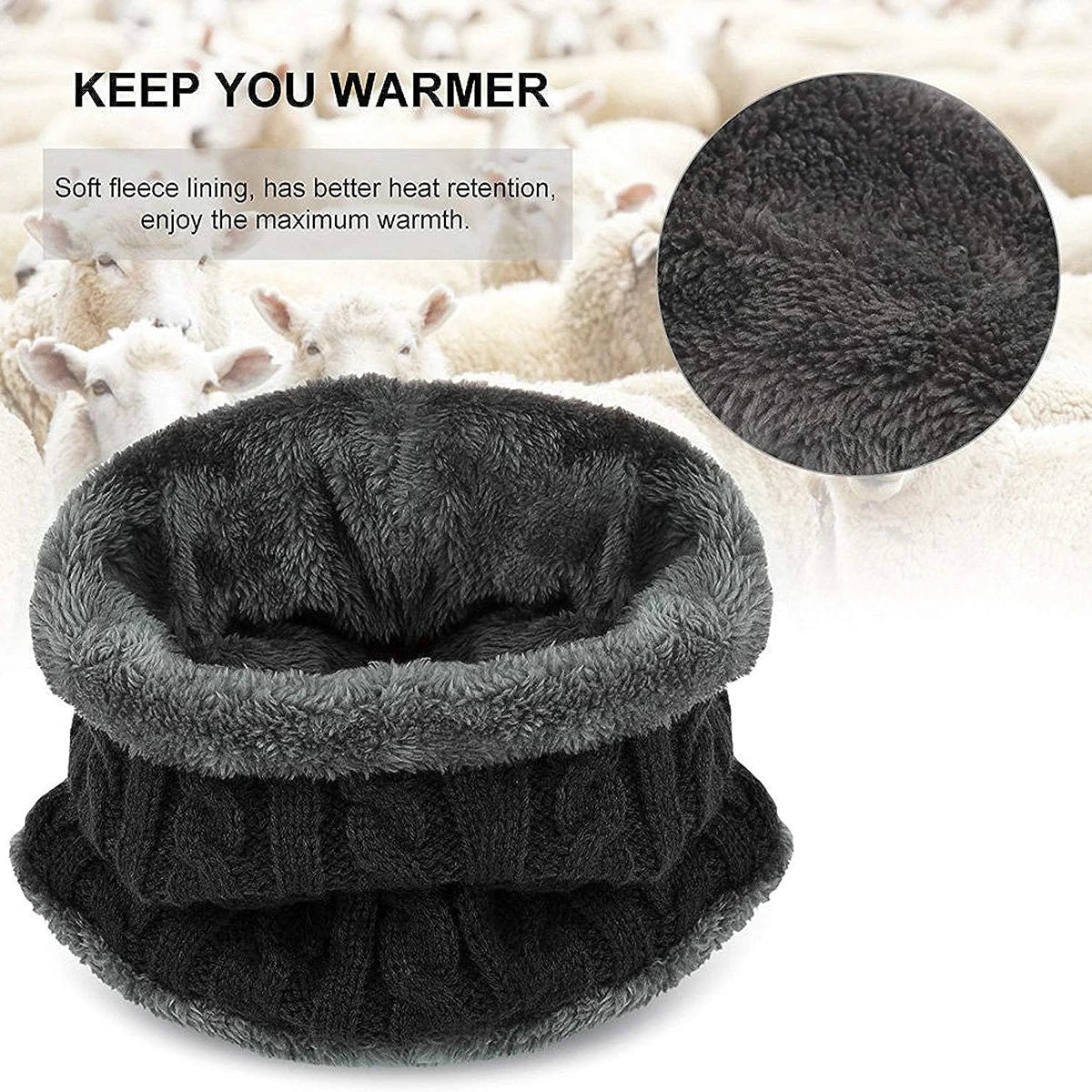 Children Winter Knit Hat and Scarf Set | Warm Unisex Accessory close-up view