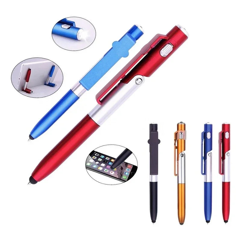 4 In 1 Multifunction Ballpoint Pen with LED Light Fold Phone Holder Night Read Writin lifestyle view