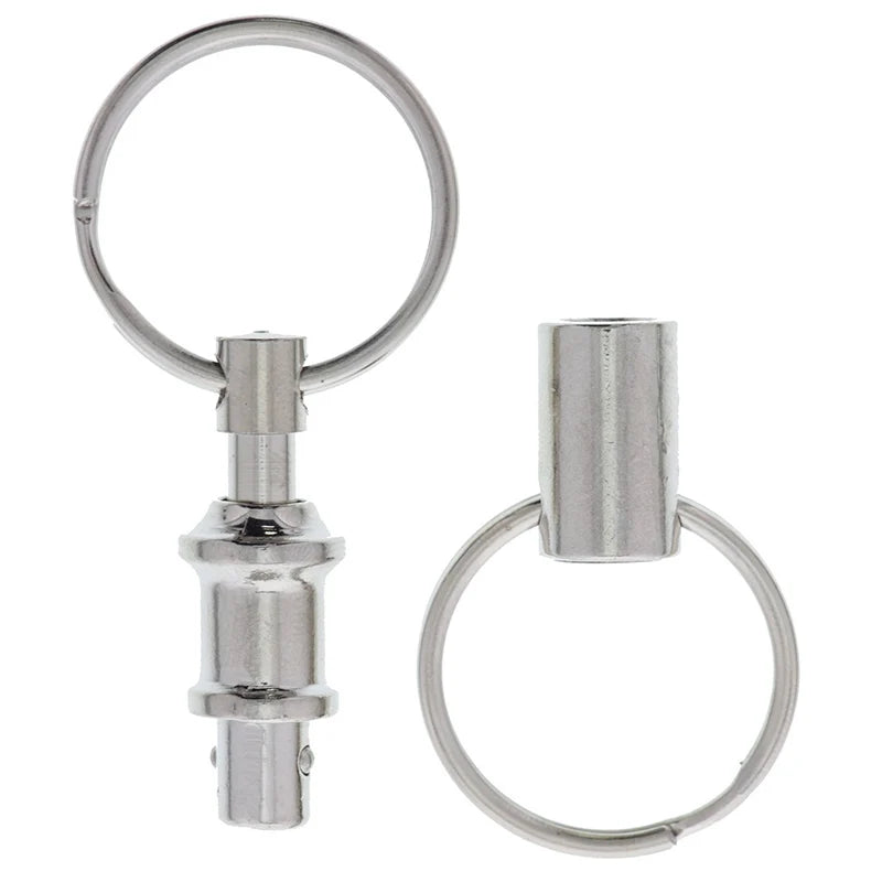 Detachable Key Ring with Snap Lock | Steel Chrome Keychain Holder detail view