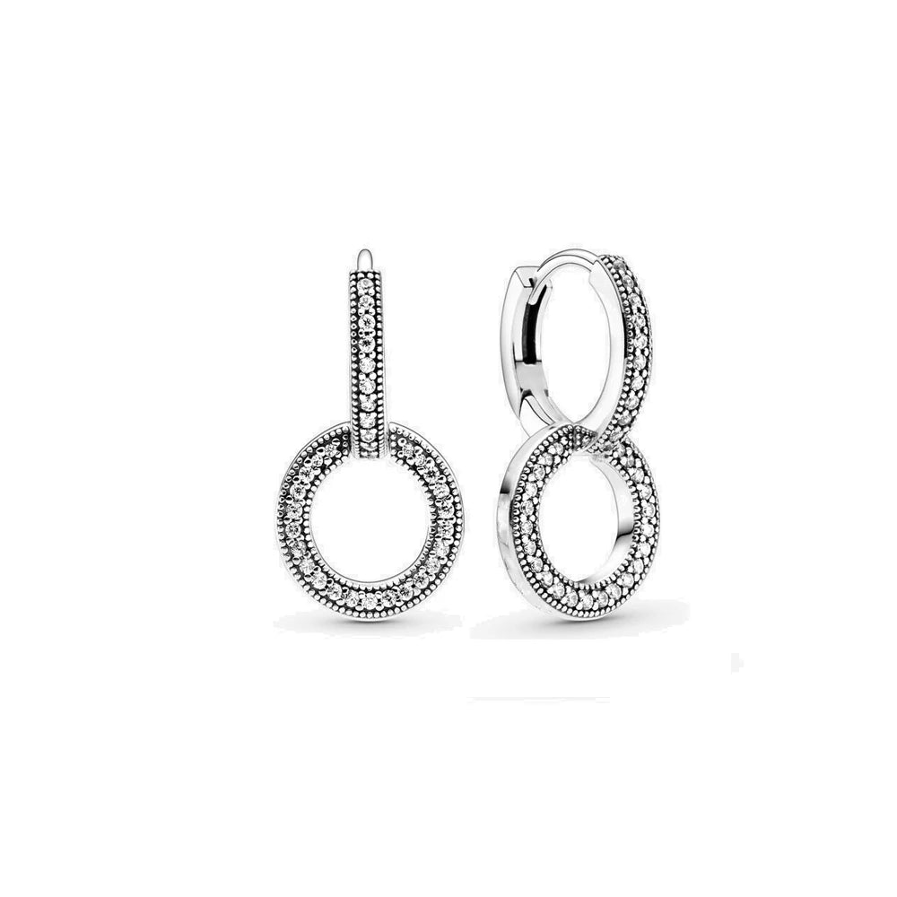 Hot Sell New 925 Silver hoop Moon Star Earrings White Stone Love Pendant DIY Jewelry alternate view