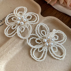 New Vintage Rhinestone Pearl Flower Hair Clip Fashion Versatile Back Head Duckbill Clip High Grade Hair Accessories For Women