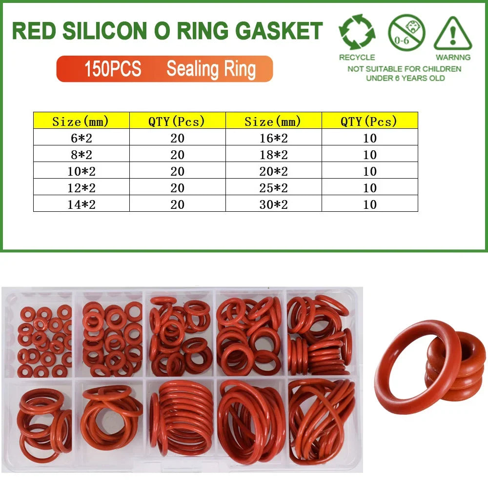 Red Silicone O-Ring Sealing Gasket | Food Grade VMQ Rubber Washer for Cooker alternate view