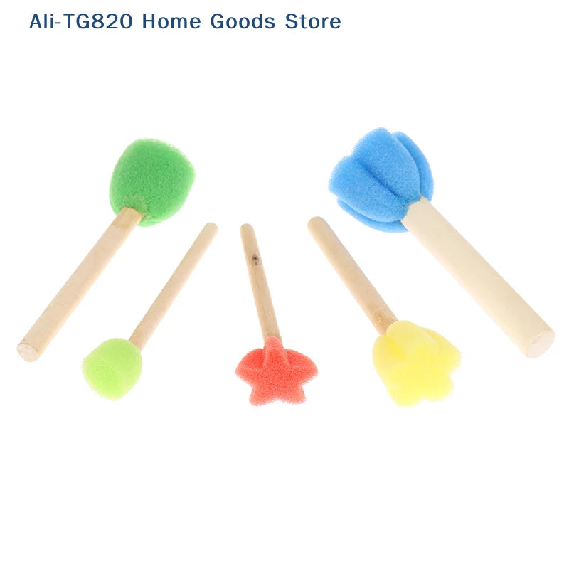 [TG820]Kids Toddler Sponge Stamp Brush Kits Flower Drawing Toys for Children Paint Art close-up view