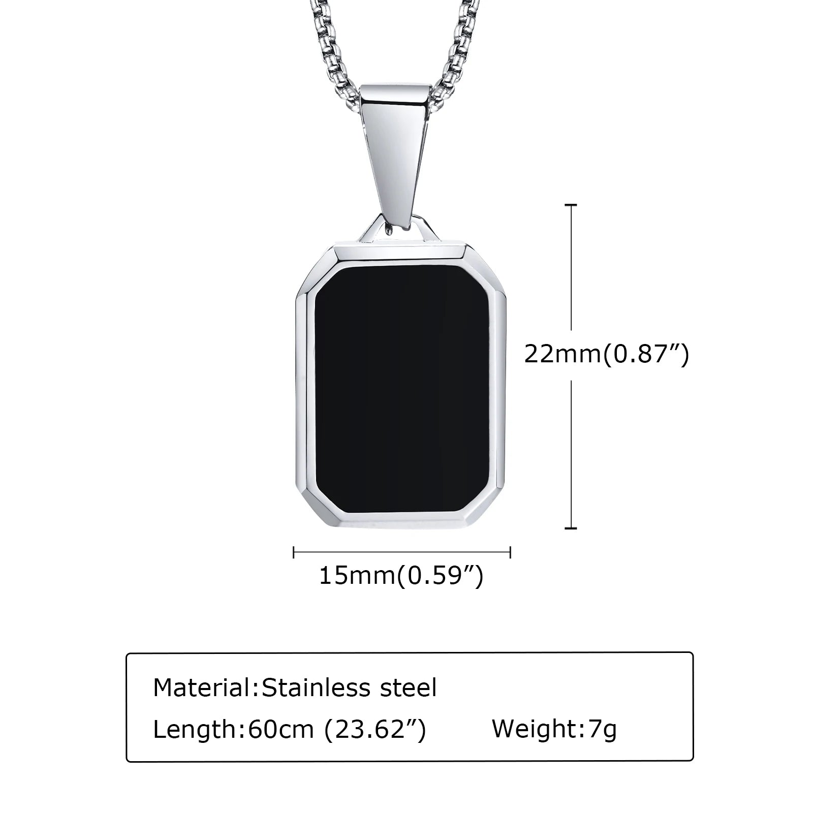 Men's Silver Color Geometric Pendant Necklace, Non Fading Stainless Steel Compass Neck close-up view