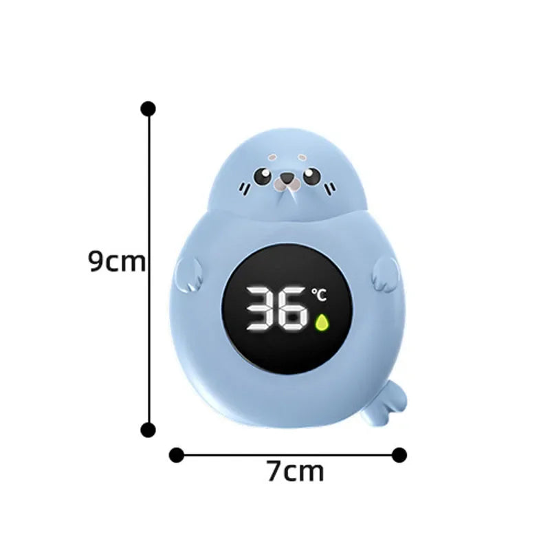 JUSTLANG Blue Seal Baby Bathtub Water Thermometer | Safe LED Temperature Sensor for Ki close-up view