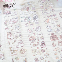 Mr. Paper, 4 Styles, Flash Film Die-cutting Tape, Cute Cat Cartoon Stickers DIY Collage Decoration Illustration Sticker Tape