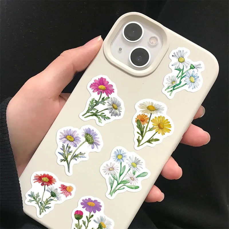 500PCS Daisy Stickers Roll | Cute Flower Decals for Water Bottles and Scrapbooking detail view