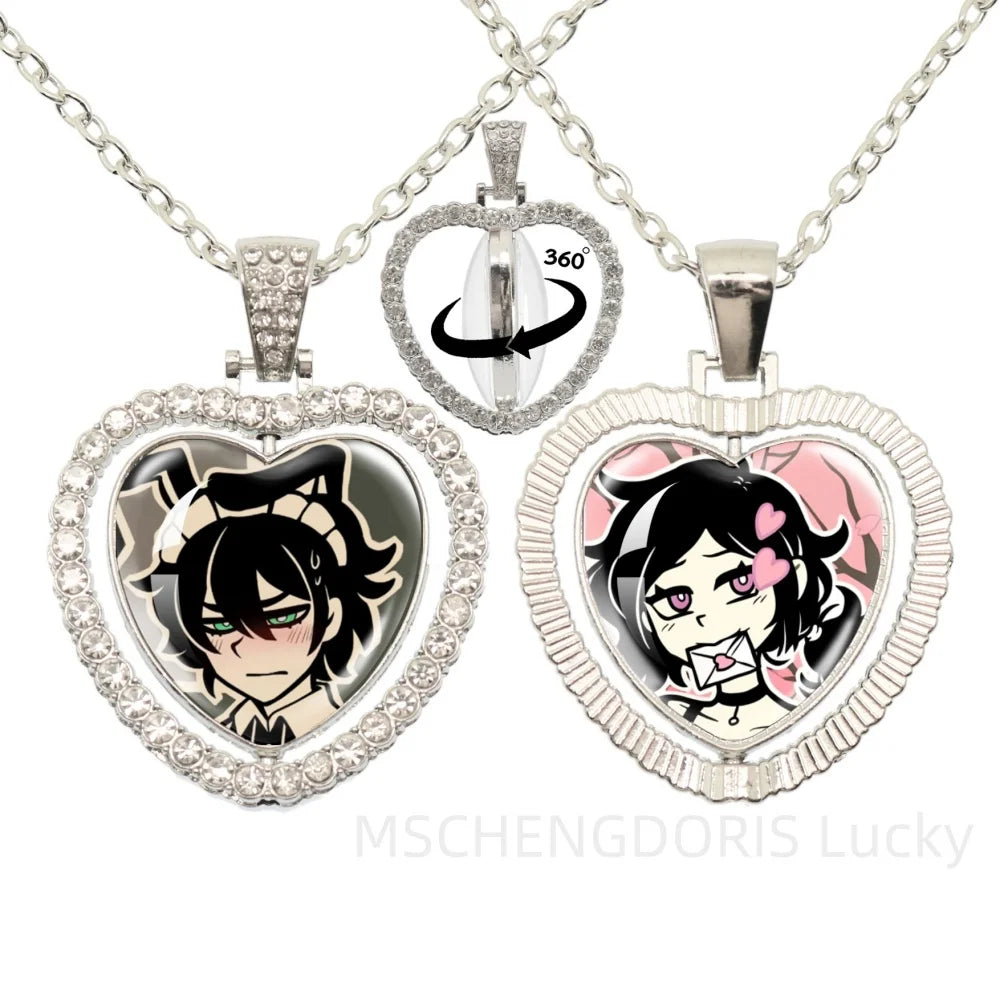The Coffin Of Andy And Leyley Cosplay Necklace | Double Sided Glass Cabochon Heart Penda detail view