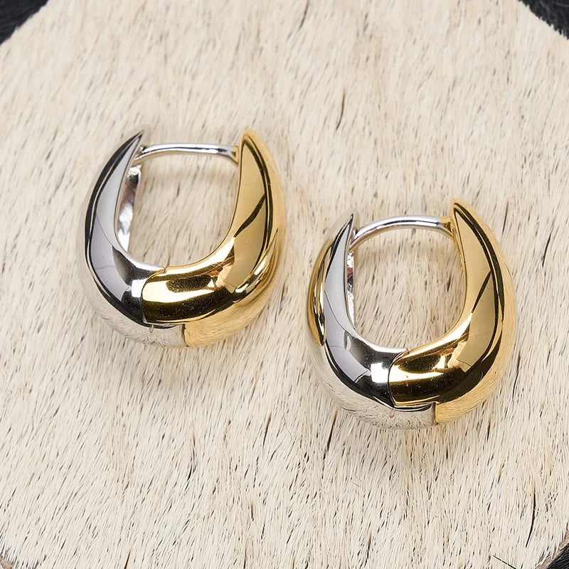 PANJBJ925 Sterling Silver Frosting Hoop Earrings For Women Texture Geometry Design Trend Fashion Jewelry Gift