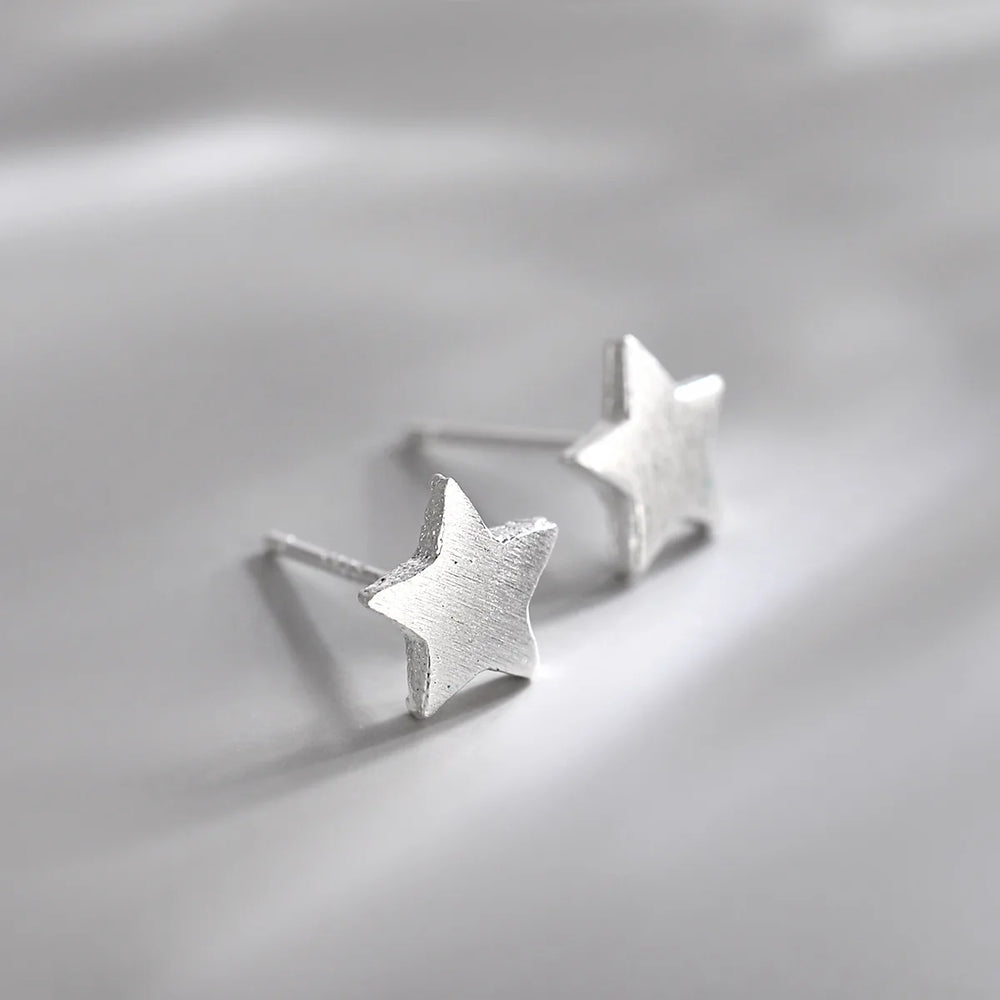 925 Silver Needles Lovely Mini Stud Earrings Women Cute Heart Star Moon Daisy Christmas detail view