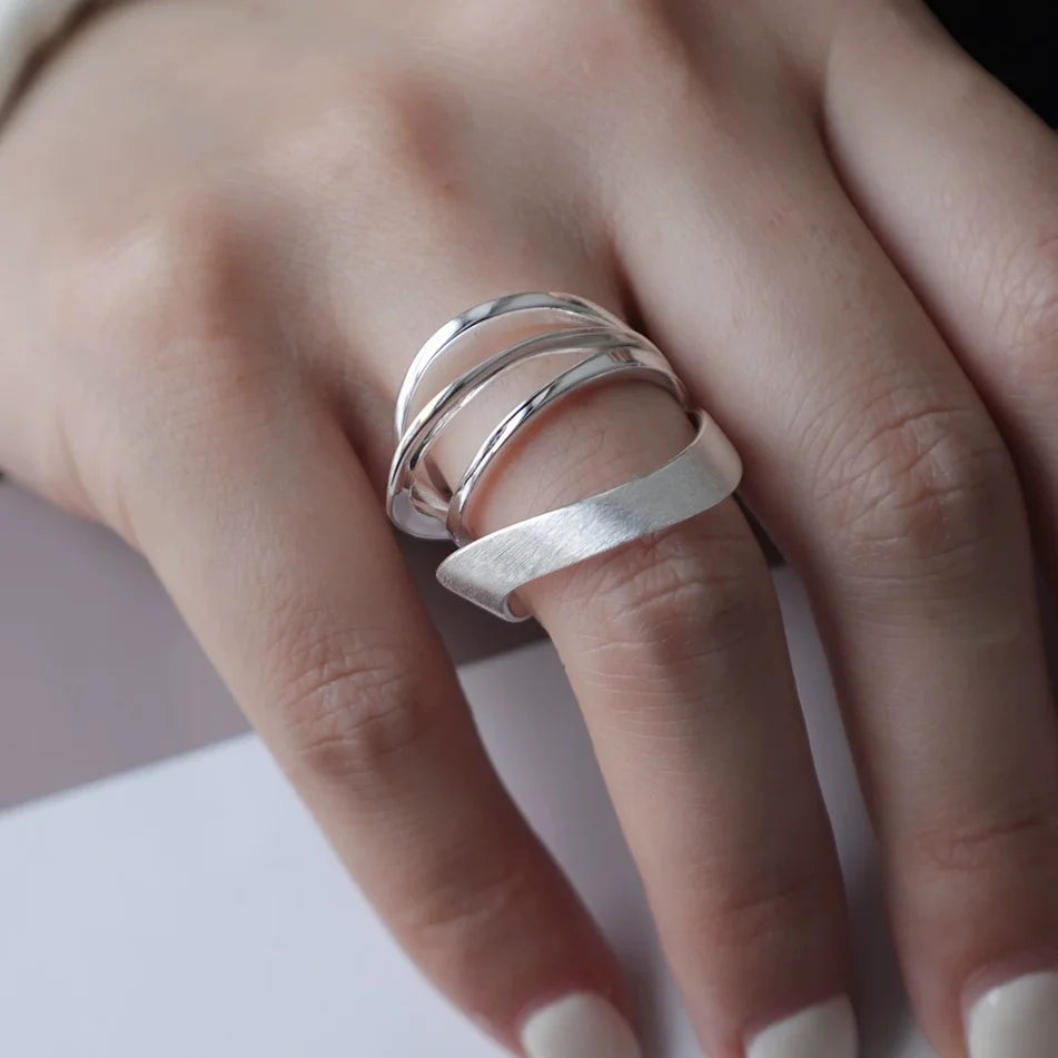 Sam Panda 925 Sterling Silver Rings For Women Men Fine Jewelry Finger Adjustable Open lifestyle view