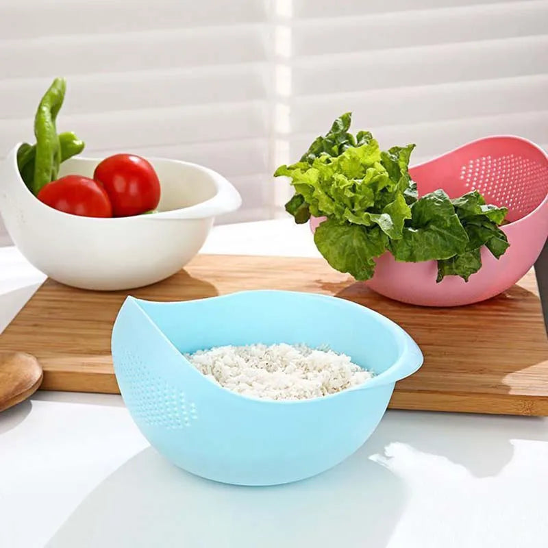 Basket Colander Plastic Sieve Fruit Vegetable Bowl Drainer Cleaning Tools Home Kitchen close-up view