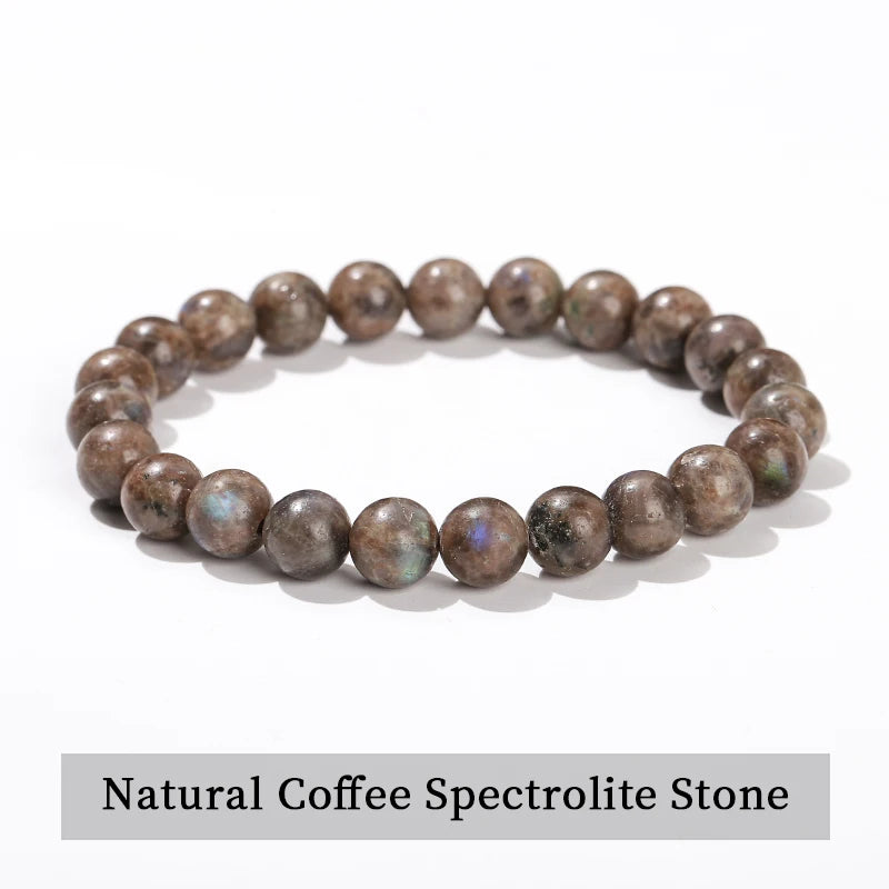 JD Natural Black Spectrolite Flash Smooth Beaded Bracelet Women Men 6 8 10mm Labrador alternate view