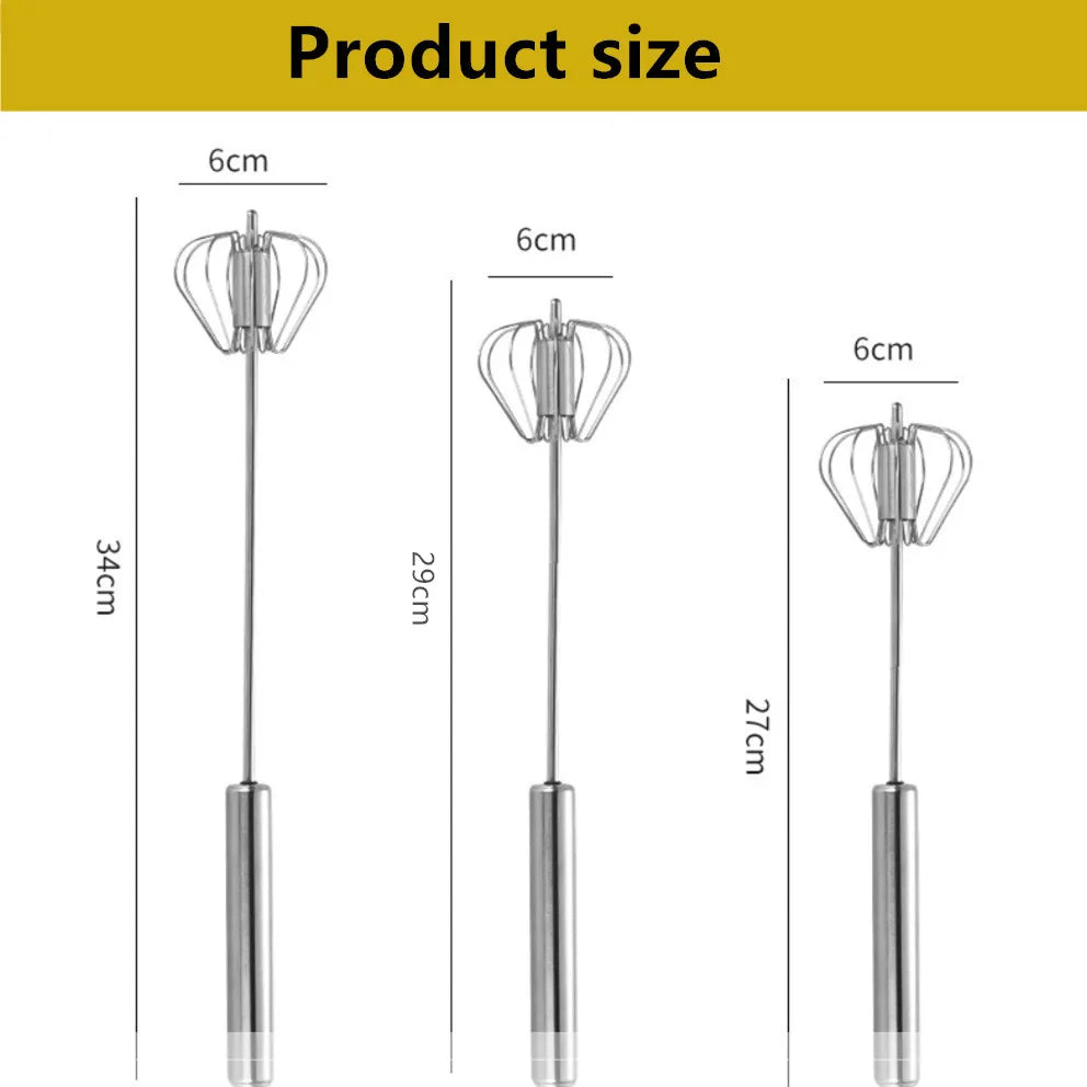 Household Semi-Automatic Rotating Egg Beater | Stainless Steel Manual Whisk additional angle