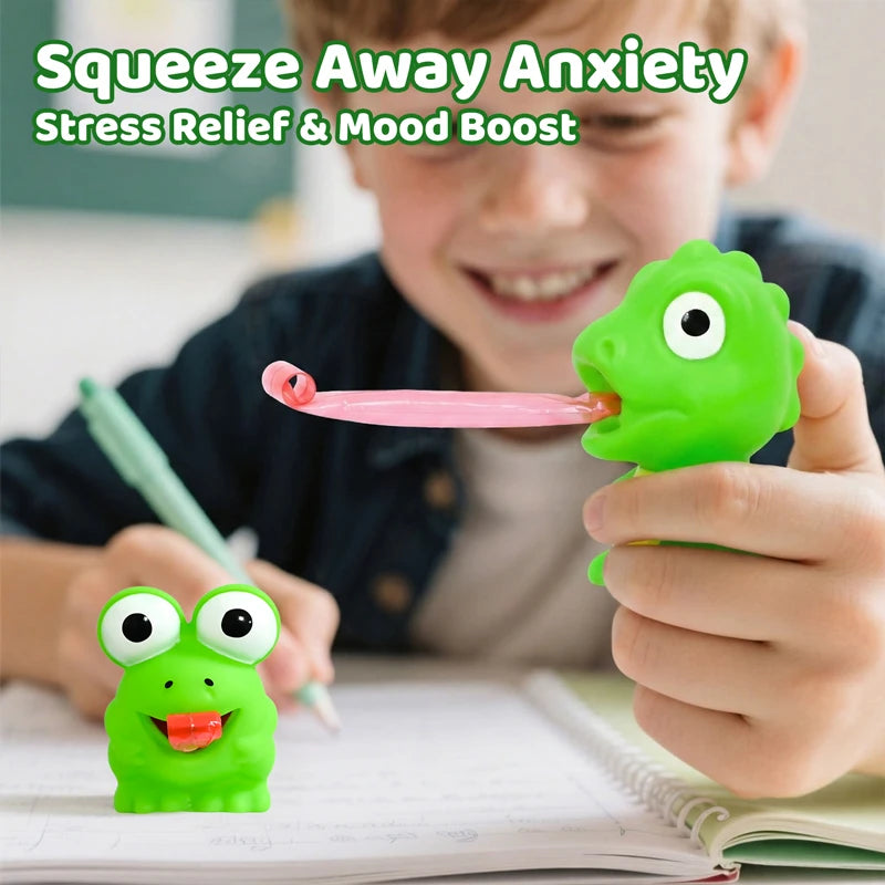 Funny Frog Dinosaur Squeeze Toy Creative Sticking Tongue Out Animal Sensory Toys For K close-up view