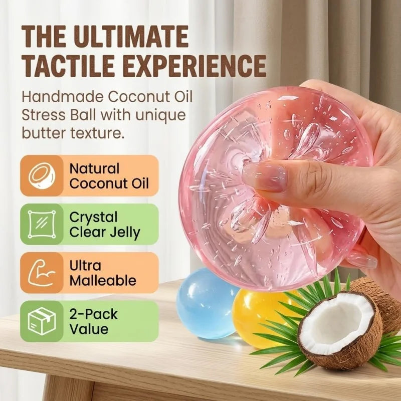 Handmade Coconut Oil Squishy Ball Slow Rising Fidget Stress Ball Clear Jelly Sensory alternate view