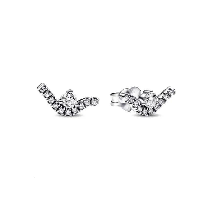 925 Silver Heart Snowflake Moon Earrings | Fine Stud Earrings for Women additional angle