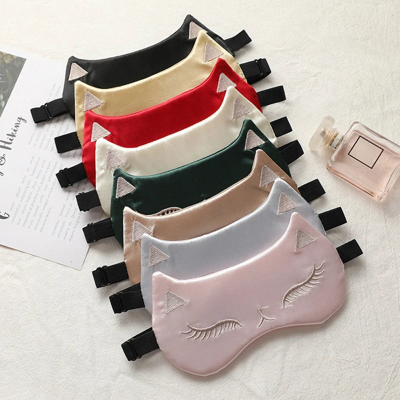 Cat Silk Sleep Eye Mask | Cute Light Blocking Eye Cover for Travel and Nap alternate view