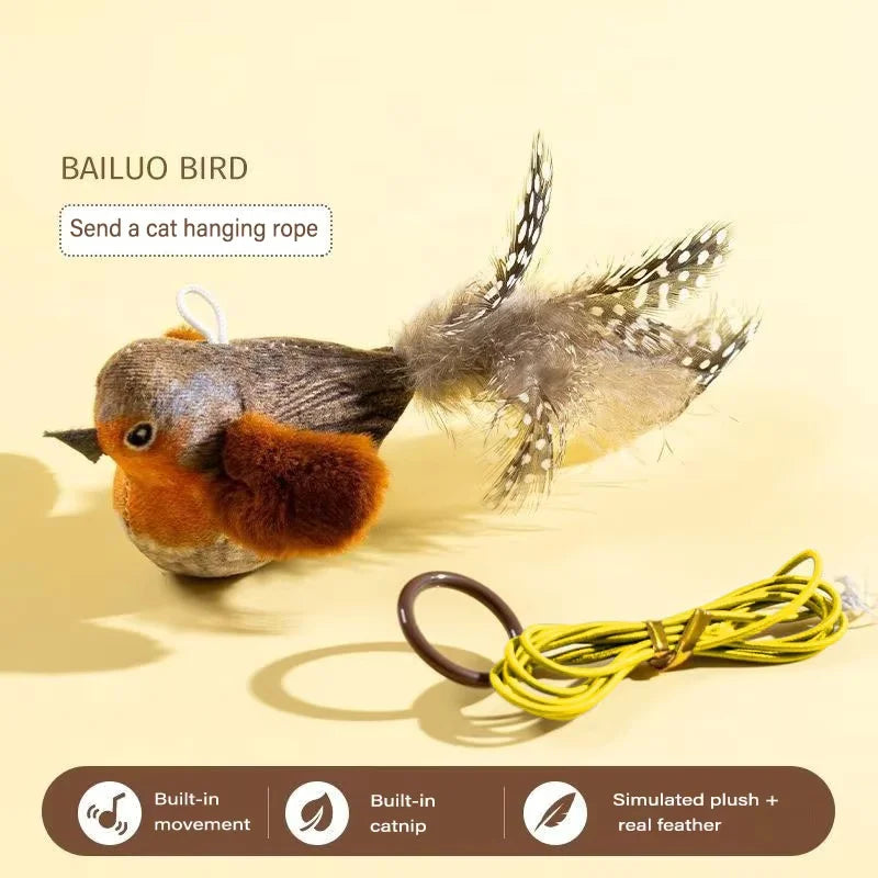 Interactive Cat Toy with Realistic Bird Sound | Plush Chirping Bird Catnip Toy for Ca alternate view