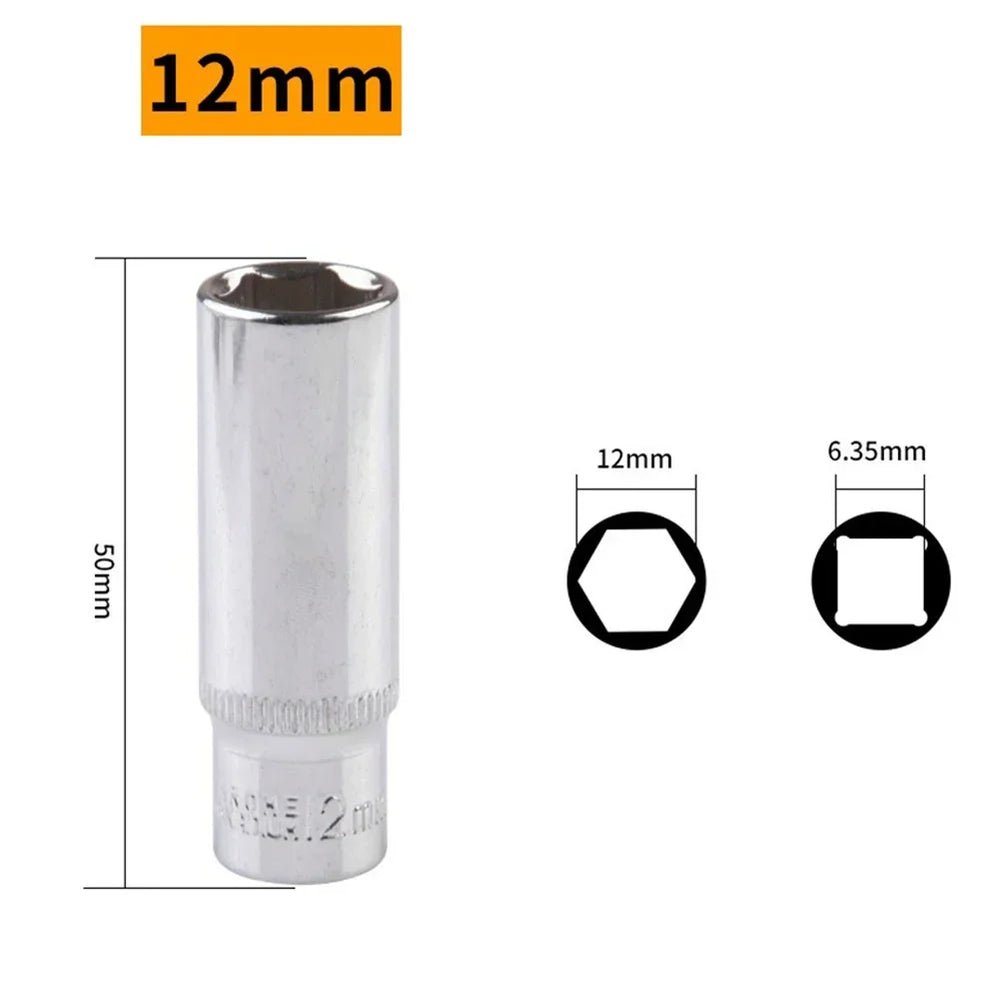 1/4 Hex Drive Deep Socket Adapter Set | Chrome Vanadium Steel Impact Socket Wrench alternate view