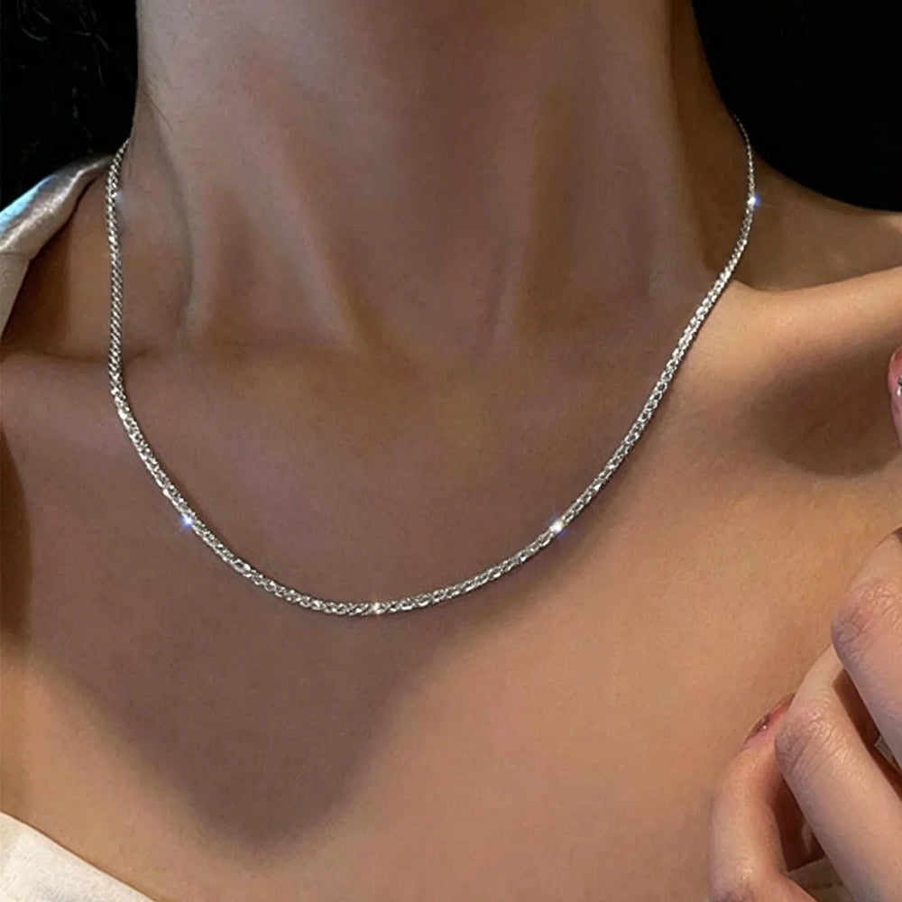 LUXUKISSKIDS Shiny Solid Chains Elegant Necklaces for Woman Sparkling Clavicle Chai additional angle