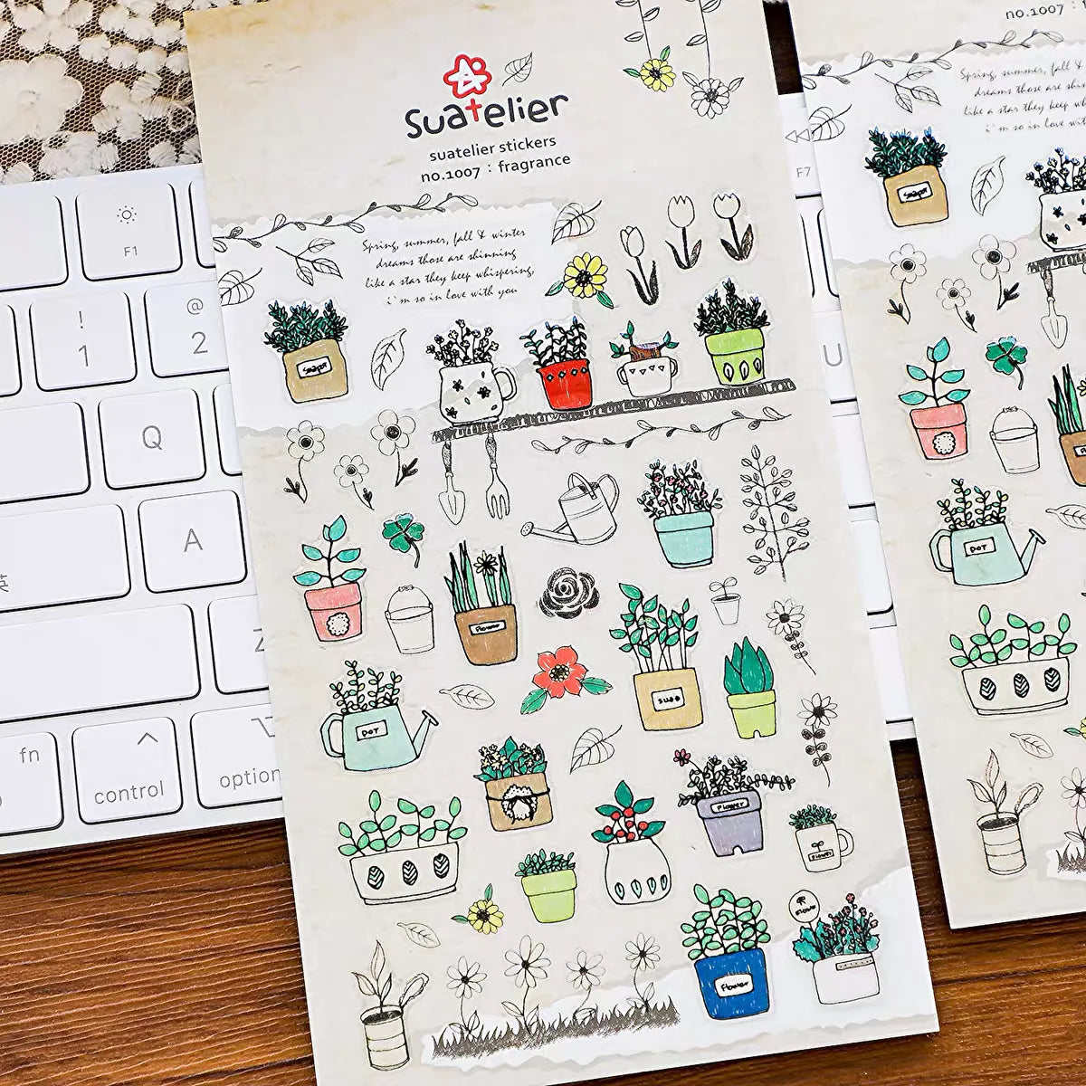 Suatelier Potted Plant PVC Stickers | Korean Import DIY Scrapbooking Set lifestyle view