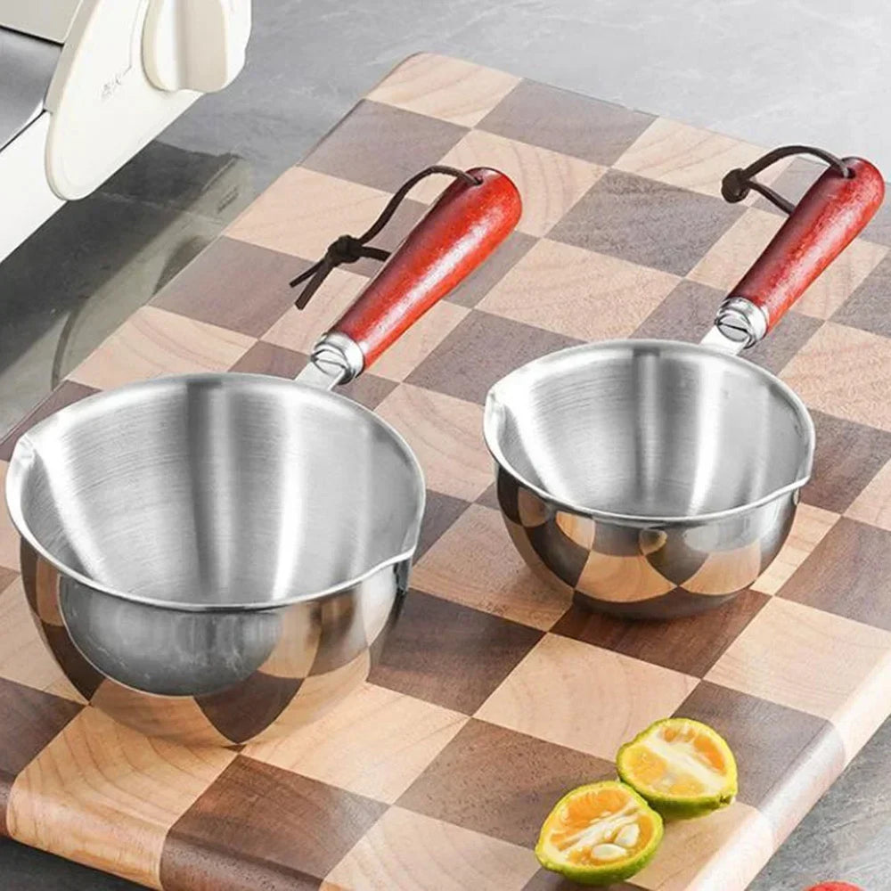 Stainless Steel Hot Oil Pan Hot Butter Warmer Flat Bottom Oil Splash Pan Saucepan F additional angle