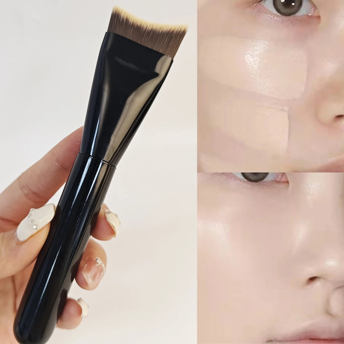 Upgraded Crescent Design Foundation Makeup Brush Ultra-thin Smooth Application Liqu additional angle