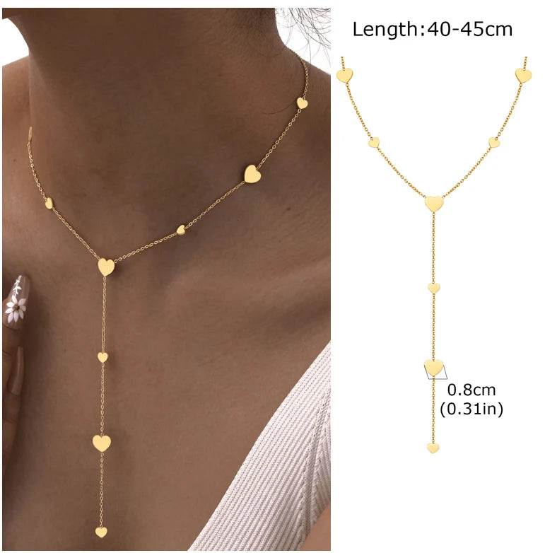 Beaded Long Chain Y Shape Necklace For Women, Minimalist Drop Bar Pendant Choker Neck alternate view