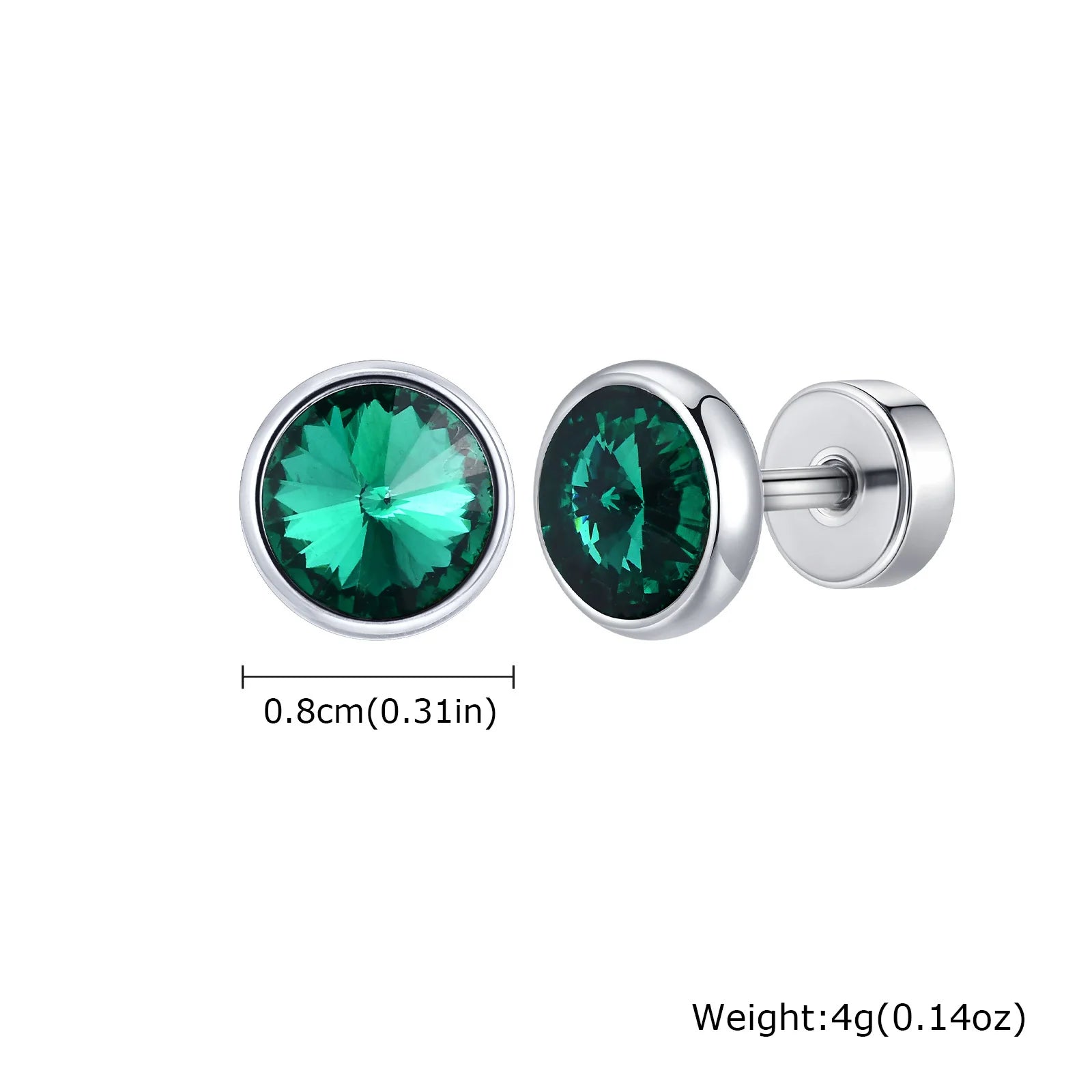 Stainless Steel Men’s Earrings | 8mm Multi-Faceted Screw Back Stud detail view