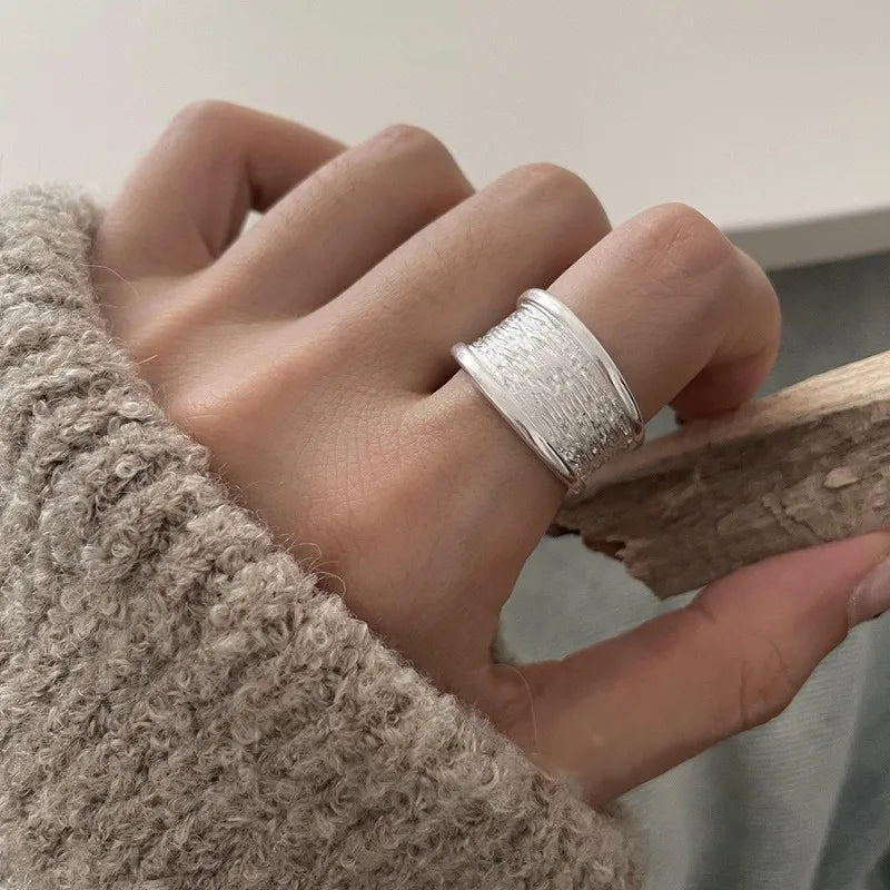 PANJBJ 925 Sterling Silver Pearl Irregular Ring for Women Shell Overlapping Hollow additional angle