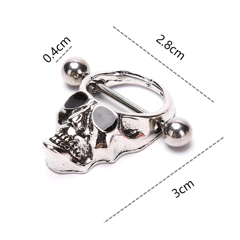 Hot! Skull Bars Nipple Ring Piercing Bar Stainless Steel Barbell Body Breast Jewelry lifestyle view