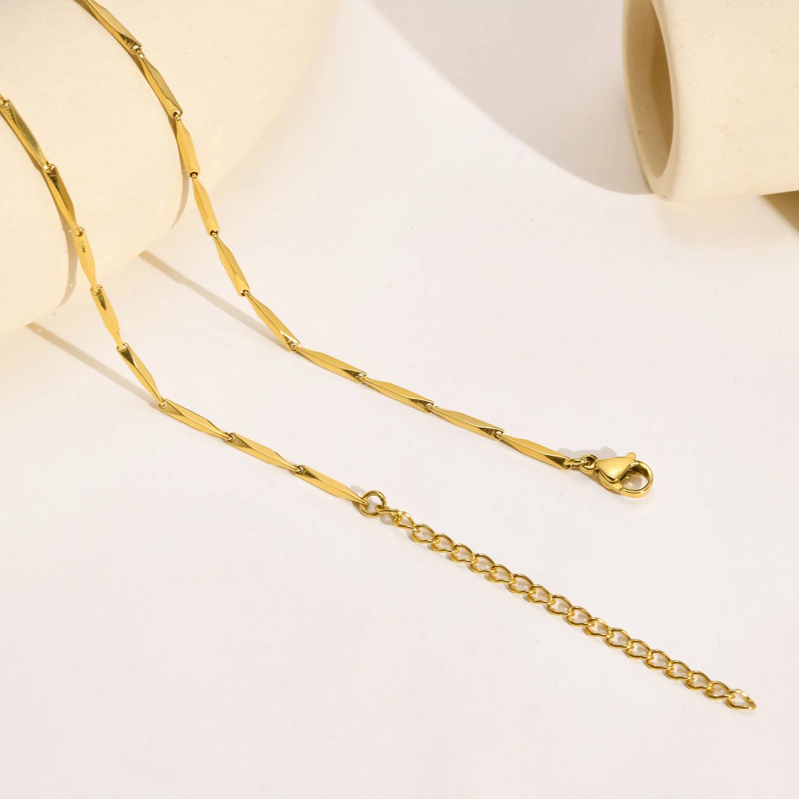 Fashion Jewelry New In Melon Seed Chain Necklace,Gold Color Stainless Steel Full Gloss S detail view