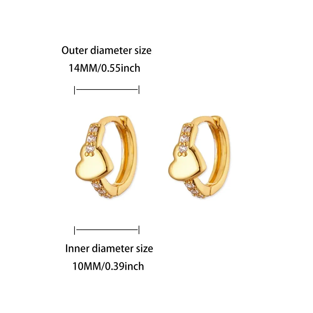 Hollow Zircon Heart Earrings For Women Stainless Steel Gold Color Heart Earring Luxury Wedding Couple Jewelry Gift Free Shipping