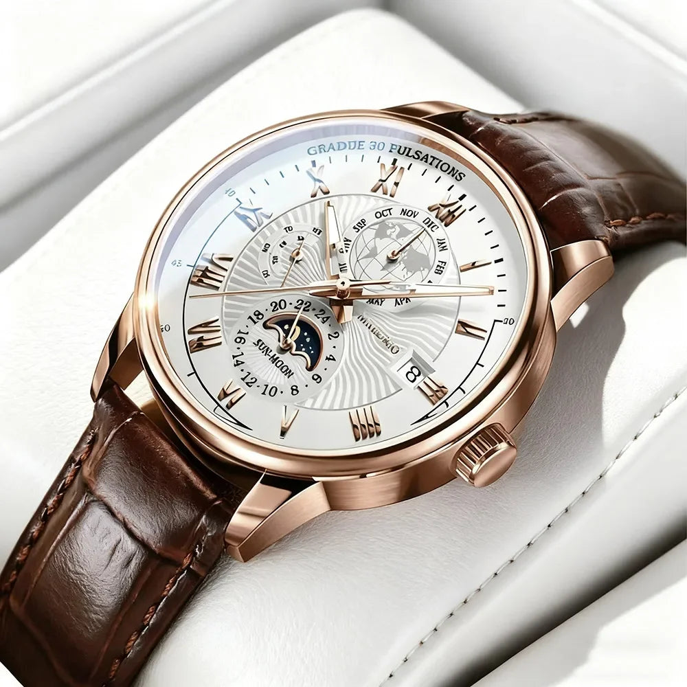 2026 Luxury Men's Sport Watch | Waterproof Luminous Leather Quartz Wristwatch alternate view