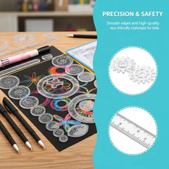 22 Pcs Drawing Toys Set Geometric Ruler Mathematical Roulette Drawing Tools Learning Painting Puzzle